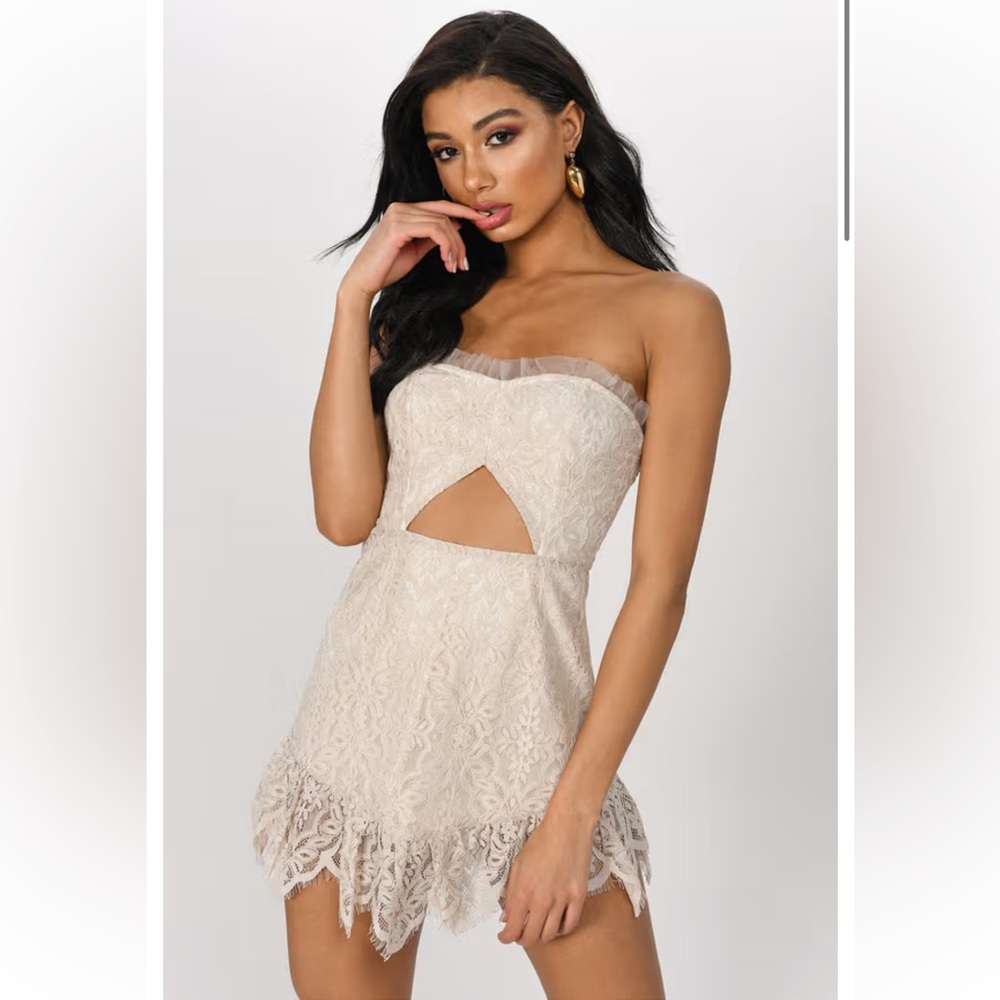 MOMENT LIKE THIS STONE STRAPLESS DRESS size xs
